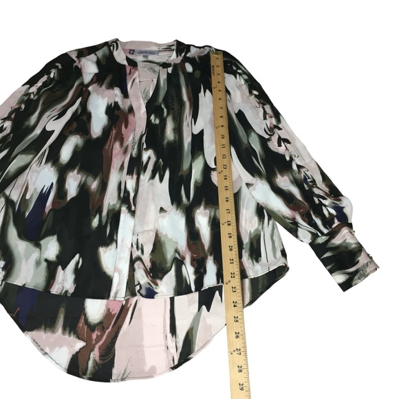 Jennifer Lopez  Multicolor Water Color Laced Sleeves Hi Lo Top - Women’s Small - Picture 4 of 16